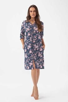 Szlafrok damski LUNA kod 390 indygo w róże