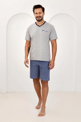 Piżama męska REGINA kod 504 szary jasny melanż