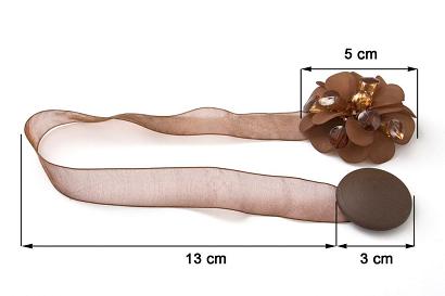 Upinacz dekoracyjny z magnesem brązowy kwiatek