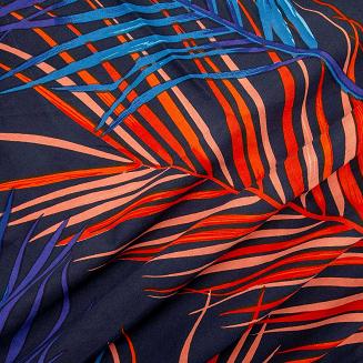 Pościel satyna bawełniana SATYNLOVE 180x200 Darymex palmy granatowa czerwona