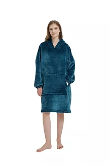 Kocobluza z kapturem Sherpa HOODIE ciemnoturkusowa