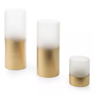Świecznik dekoracyjny BLANCA7 12x15 Eurofirany biały złoty w kształcie walca