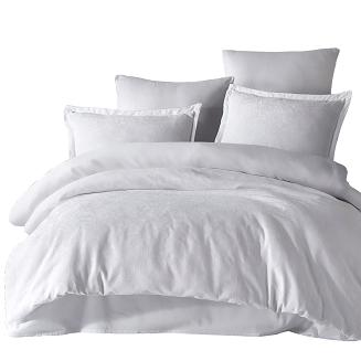 Pościel satyna bawełniana żakardowa VIENNA 220x200 biała w kwiaty