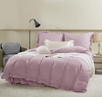 Pościel Ruffy 140x200 pudrowa z falbanką
