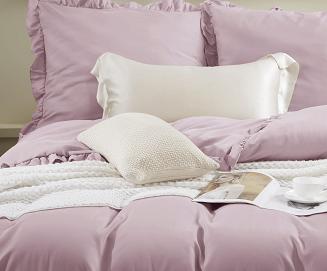 Pościel Ruffy 140x200 pudrowa z falbanką