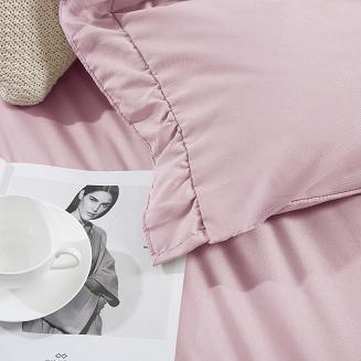 Pościel Ruffy 140x200 pudrowa z falbanką