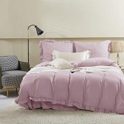 Pościel Ruffy 140x200 pudrowa z falbanką