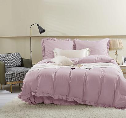 Pościel Ruffy 140x200 pudrowa z falbanką