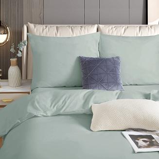 Pościel satyna bawełniana 220x200 SIN jednobarwna szałwiowa