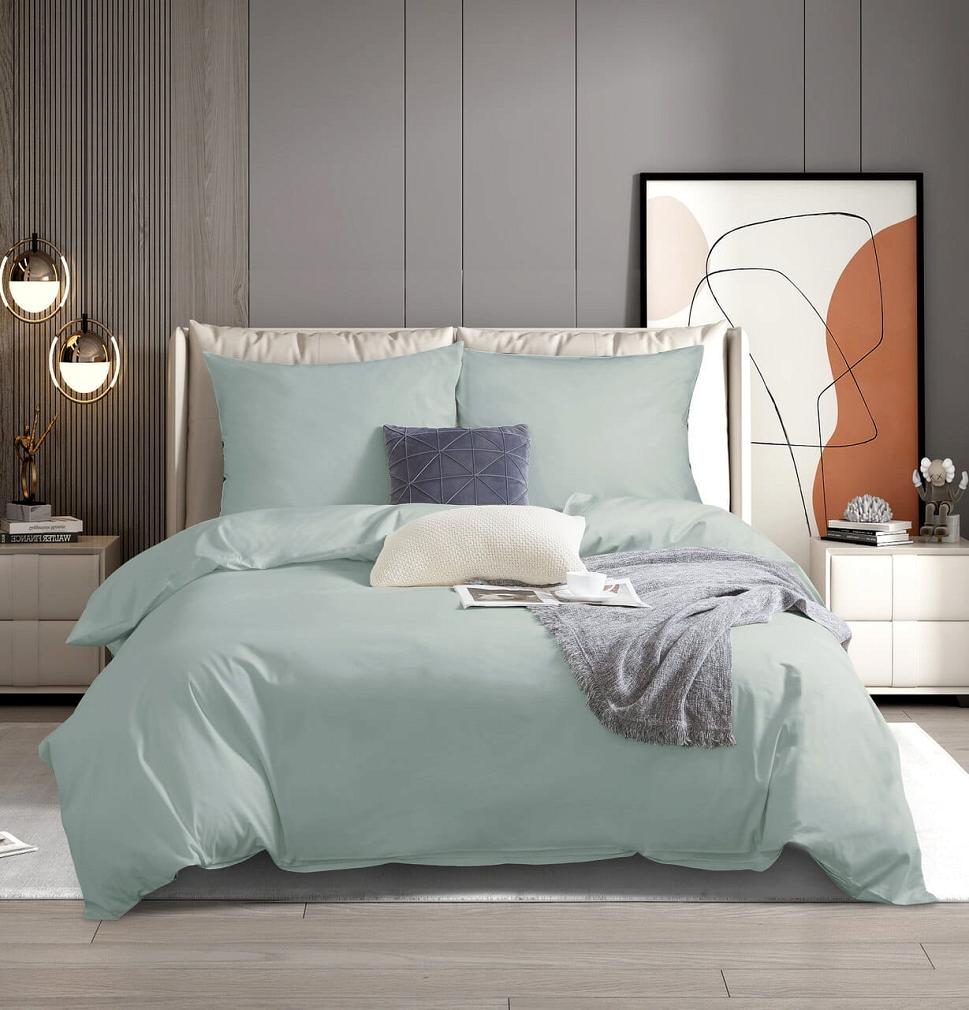 Pościel satyna bawełniana 220x200 SIN jednobarwna szałwiowa