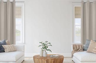 Zasłona gotowa na przelotkach HOLD 140x250 zaciemniająca blackout ciemnobeżowa