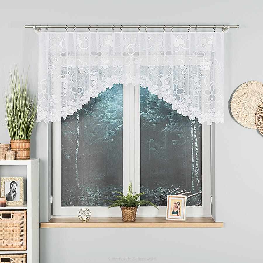 Firanka żakardowa gotowa na żabki RENATA 250x80 biała