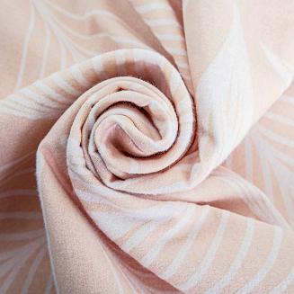 Pościel flanelowa FLANELOVE 180x200 pudrowa w białe liście