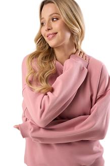 Bawełniana bluza dresowa z długim rękawem Babell kod 3009 antyczny róż