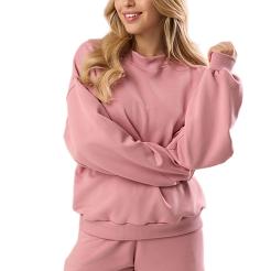 Bawełniana bluza dresowa z długim rękawem Babell kod 3009 antyczny róż