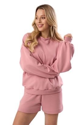 Bawełniana bluza dresowa z długim rękawem Babell kod 3009 antyczny róż