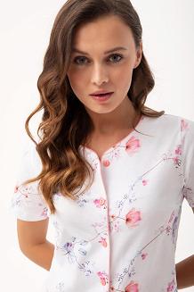 Piżama damska LUNA kod 476 różowa biała w kwiaty rozpinana