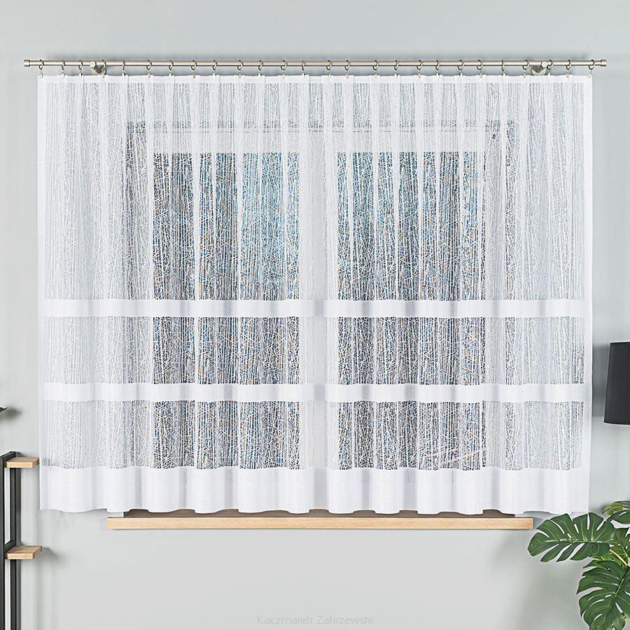 Firanka żakardowa gotowa na żabki WIKTORIA 410x160 biała