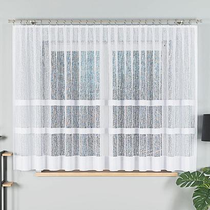 Firanka żakardowa gotowa na żabki WIKTORIA-1 410x160 biała