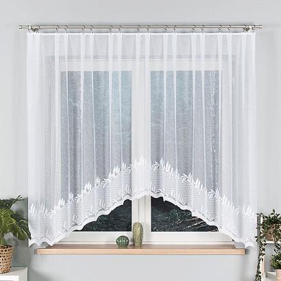 Firanka żakardowa gotowa na żabki KAMELIA 310x160 biała