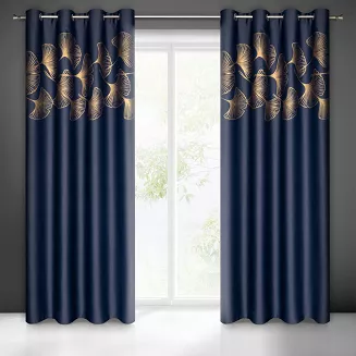 Zasłona gotowa na przelotkach HARMONY 140x250 Eurofirany granatowy/złoty