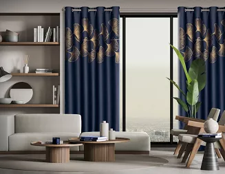 Zasłona gotowa na przelotkach HARMONY 140x250 Eurofirany granatowy/złoty