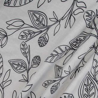 Pościel satyna bawełniana SATYNLOVE 220x200 Darymex liście szara czarna