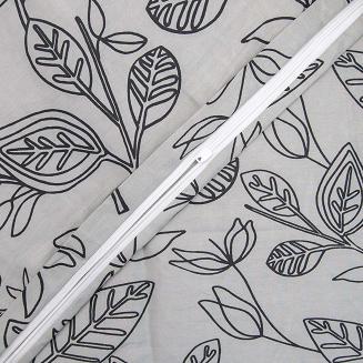 Pościel satyna bawełniana SATYNLOVE 220x200 Darymex liście szara czarna