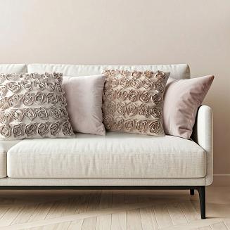 Poszewka dekoracyjna ROSES 45x45 Eva Minge Eurofirany kremowa kwiaty róże 3D