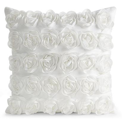 Poszewka dekoracyjna ROSES 45x45 Eva Minge Eurofirany kremowa kwiaty róże 3D