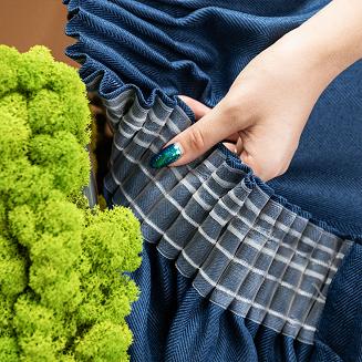 Zasłona gotowa na taśmie JODEŁKA 140x250 niebieska