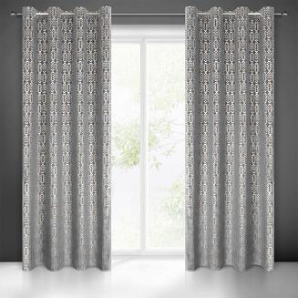 Zasłona gotowa na przelotkach LAURA 140x250 Eurofirany stalowy/złoty