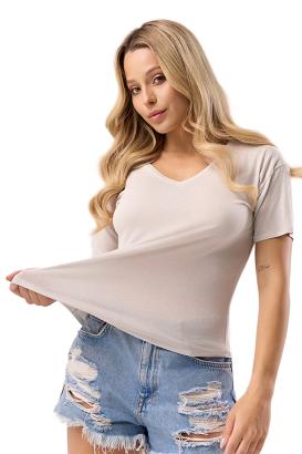Bluzka damska z krótkim rękawem SERINA popielata