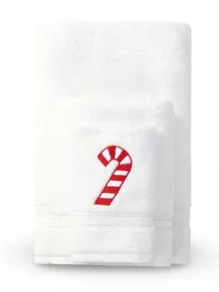 Świąteczny ręcznik bawełniany CANDYCANE 70x140 biały z haftem laski cukrowej