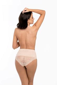 Figi damskie z wysokim stanem i koronką Babell kod 2008 beżowe