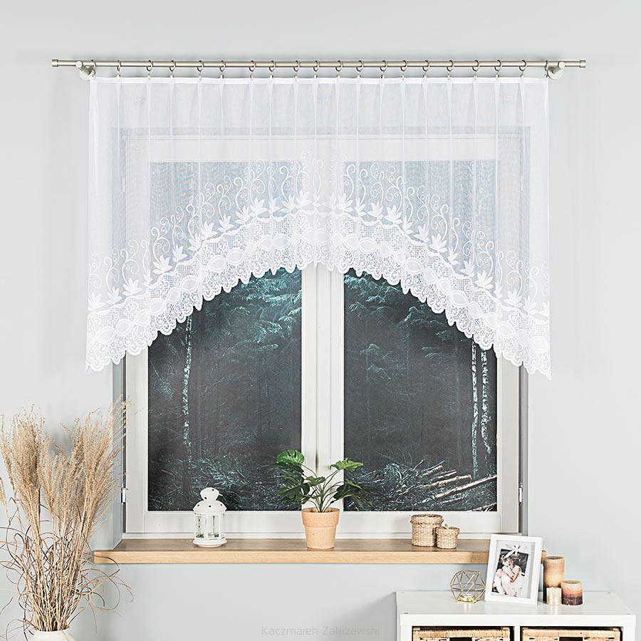 Firanka żakardowa gotowa na żabki JOWITA 250x100 biała