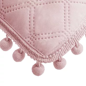 Poszewka dekoracyjna POMPOO 50x70 pudrowy róż z pomponami