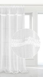 Firana gotowa na taśmie BOHO 140x270 biała z koronką