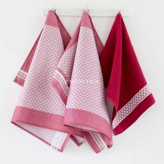 Komplet ścierek kuchennych 2+1 ZWOLTEX wzór MAROKO burgundowy