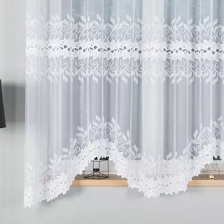 Firanka żakardowa gotowa na żabki BASTIA 300x180 biała