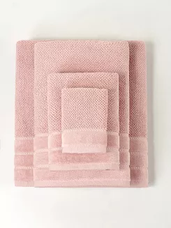 Ręcznik bawełniany o ryżowej strukturze Loren 100x150 pudrowy