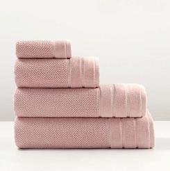 Ręcznik bawełniany o ryżowej strukturze Loren 100x150 pudrowy