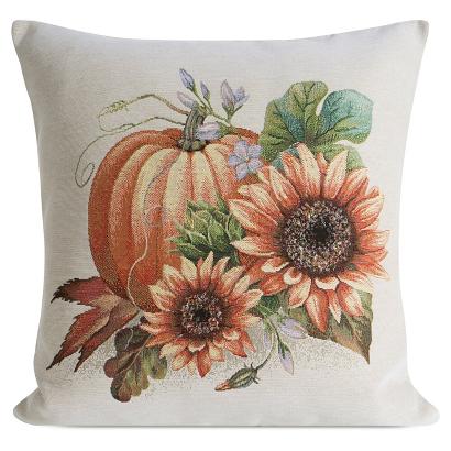 Poszewka dekoracyjna gobelin 45x45 Eurofirany naturalna pomarańczowa ruda dynia słoneczniki