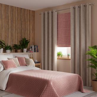 Narzuta dekoracyjna VELVI 220x240 pikowana w geometryczny wzór ciemnopudrowa