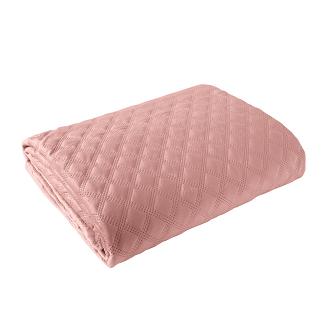 Narzuta dekoracyjna VELVI 220x240 pikowana w geometryczny wzór ciemnopudrowa