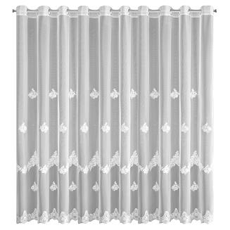 Firana gotowa na przelotkach ISARI 350x250 Eurofirany biała kwiatowy haft perełki