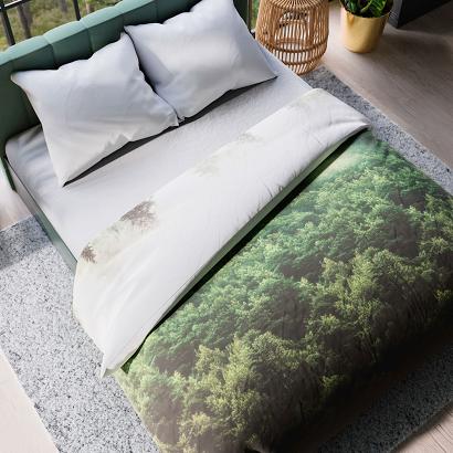 Komplet pościeli FOREST z bawełny satynowej 160x200 zielona biała las puszcza