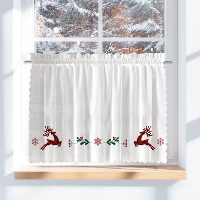 Zazdrostka świąteczna JELONKI KRATA PATCHWORK 100x60 biała czerwona