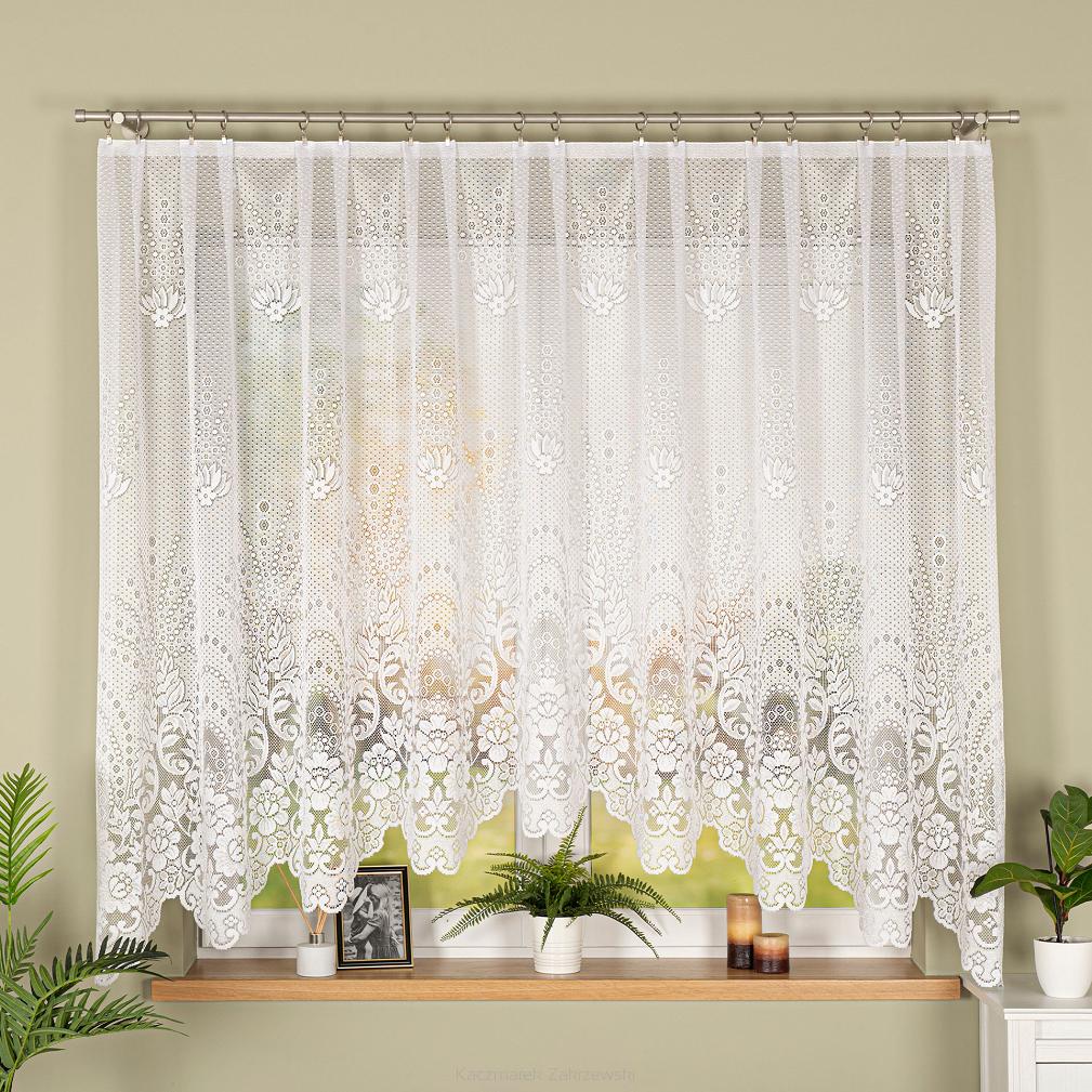 Firanka żakardowa gotowa na żabki ELA 300x160 biała