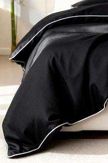 Pościel bambusowa 220x200 czarna z białą bizą
